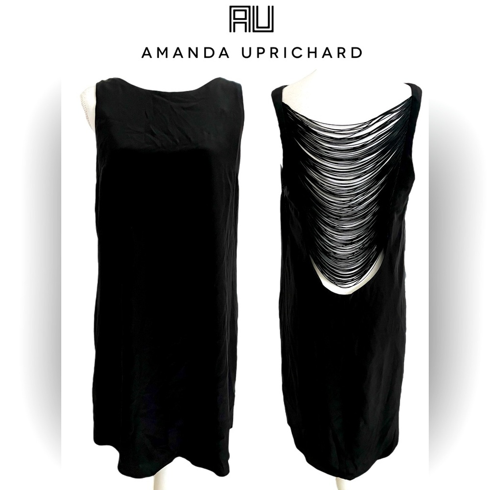 Amanda Uprichard 100% silk dress with fringe detail on back Medium